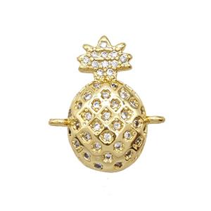 Copper Pineapple Connector Pave Zirconia 18K Gold Plated, approx 9-16.5mm [FD25798]