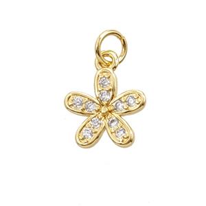 Copper Flower Pendant Pave Zirconia 18K Gold Plated, approx 11mm [FD25800]