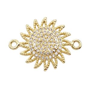 Copper Sun Connector Pave Zirconia 18K Gold Plated, approx 18mm [FD25803]