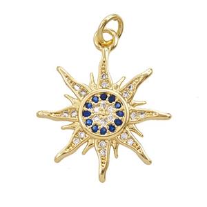 Copper Sun Pendant Pave Zirconia 18K Gold Plated, approx 20mm [FD25804]