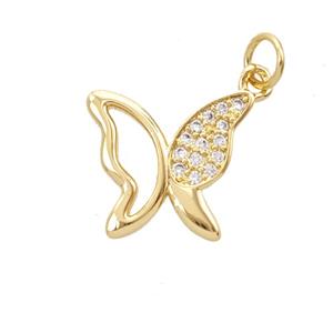 Copper Butterfly Pendant Pave Zirconia 18K Gold Plated, approx 13-15mm [FD25808]