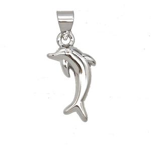 Copper Dolphin Pendant Platinum Plated, approx 10-16mm [FD25824]
