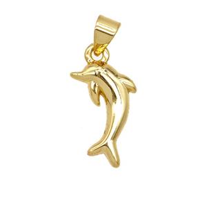 Copper Dolphin Pendant 18K Gold Plated, approx 10-16mm [FD25825]