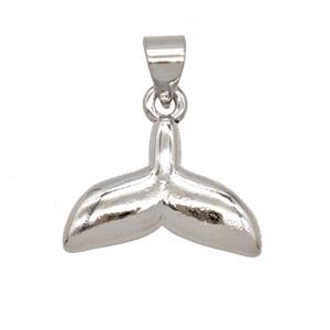 Copper Shark-Tail Pendant Platinum Plated, approx 11-17mm [FD25826]