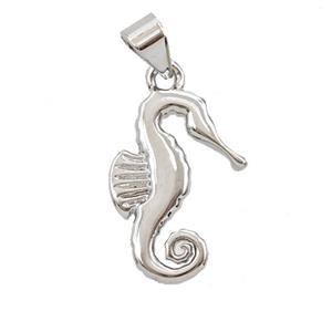 Copper Seahorse Pendant Platinum Plated, approx 12-17.5mm [FD25830]