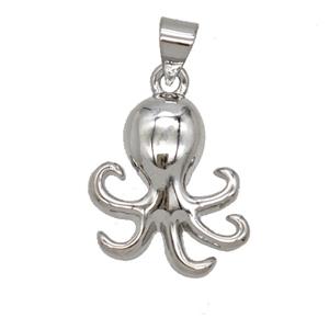 Copper Octopus Pendant Platinum Plated, approx 17mm [FD25834]