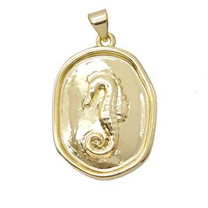 Copper Seahorse Pendant 18K Gold Plated, approx 19-25mm [FD25840]