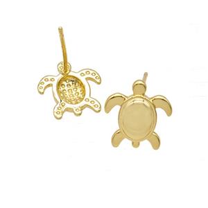 Copper Tortoise Stud Earrings 18K Gold Plated, approx 11-12mm [FD25855]