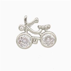 Copper Bicycle Pendant Pave Zirconia Sports Platinum Plated, approx 13-16mm [FD25868]