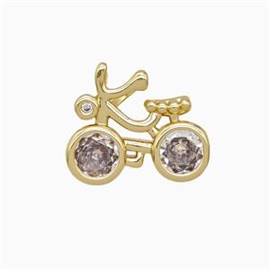 Copper Bicycle Pendant Pave Zirconia Sports Gold Plated, approx 13-16mm [FD25869]