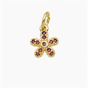 Copper Flower Pendant Pave Zirconia Gold Plated, approx 8mm [FD25874]