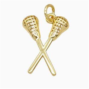 Copper Lacrosse Stick Pendant Sports Gold Plated, approx 14-18mm [FD25882]