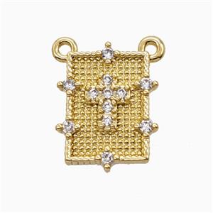 Copper Cross Pendant Pave Zirconia Rectangle 2loops Gold Plated, approx 13-17mm [FD25886]