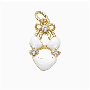 Bikini Charms Copper Pendant Pave Zirconia White Enamel Gold Plated, approx 10-15mm [FD25887]