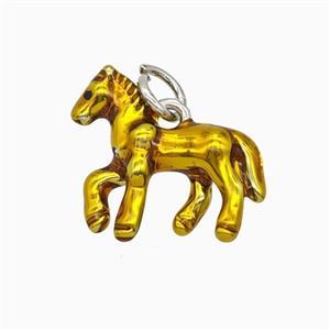 Copper Horse Pendant Yellow Painted Platinum Plated, approx 14-17mm [FD25890]