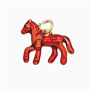 Copper Horse Pendant Red Painted Gold Plated, approx 14-17mm [FD25893]