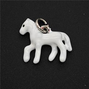 Copper Horse Pendant White Painted Platinum Plated, approx 14-17mm [FD25894]