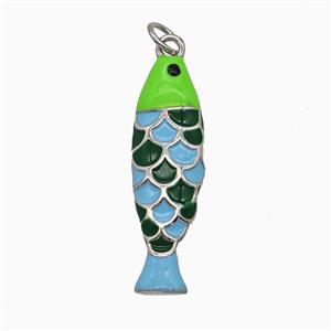 Copper Fish Pendant Enamel Platinum Plated, approx 8-27mm [FD25900]