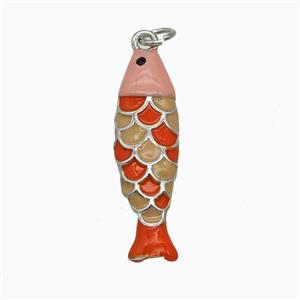 Copper Fish Pendant Enamel Platinum Plated, approx 8-27mm [FD25901]