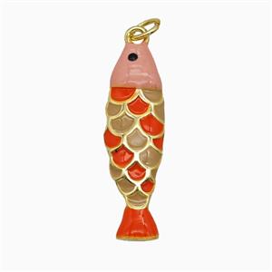 Copper Fish Pendant Enamel Gold Plated, approx 8-27mm [FD25903]