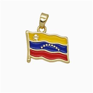 Copper Venezuela Flag Pendant Enamel Gold Plated, approx 12-14mm [FD25906]