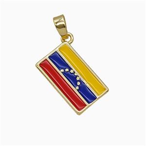 Copper Venezuela Flag Pendant Enamel Gold Plated, approx 10-16mm [FD25907]