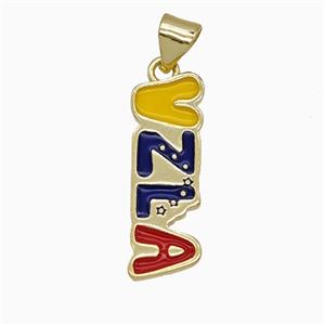 Copper VZLA Pendant Enamel Gold Plated, approx 7-22mm [FD25908]