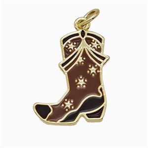 Copper Cowboy Boots Pendant Red Enamel Gold Plated, approx 15-20mm [FD25919]