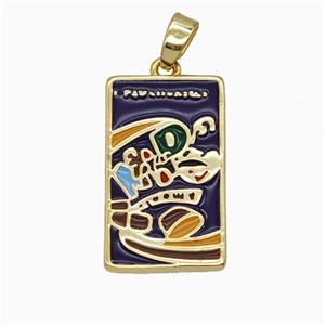 Copper Tarot Card Pendant Enamel Gold Plated, approx 12.5-20mm [FD25920]