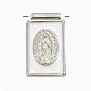Copper Jesus Pendant White Enamel Platinum Plated, approx 14-23mm [FD25922]