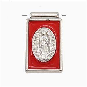 Copper Jesus Pendant Red Enamel Platinum Plated, approx 14-23mm [FD25923]