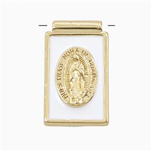 Copper Jesus Pendant White Enamel Gold Plated, approx 14-23mm [FD25924]