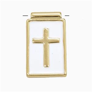 Copper Cross Pendant White Enamel Gold Plated, approx 14-23mm [FD25928]