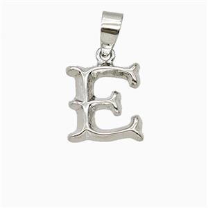 Copper Letter-E Pendant Platinum Plated, approx 10-13mm [FD25936]