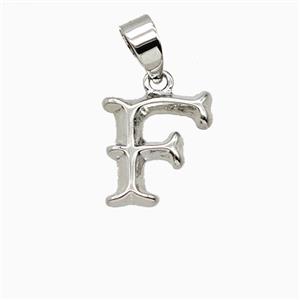 Copper Letter-F Pendant Platinum Plated, approx 10-13mm [FD25937]