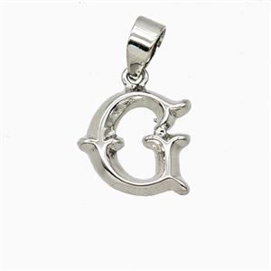 Copper Letter-G Pendant Platinum Plated, approx 10-13mm [FD25938]
