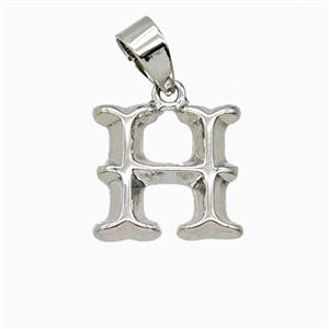 Copper Letter-H Pendant Platinum Plated, approx 10-13mm [FD25939]