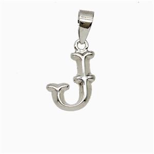Copper Letter-J Pendant Platinum Plated, approx 10-13mm [FD25941]
