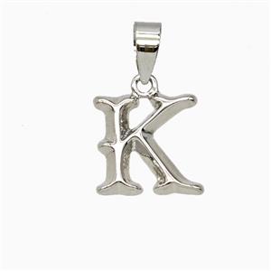 Copper Letter-K Pendant Platinum Plated, approx 10-13mm [FD25942]