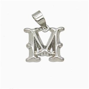 Copper Letter-M Pendant Platinum Plated, approx 10-13mm [FD25944]