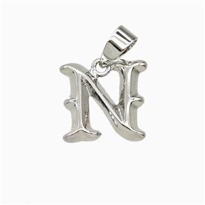 Copper Letter-N Pendant Platinum Plated, approx 10-13mm [FD25945]