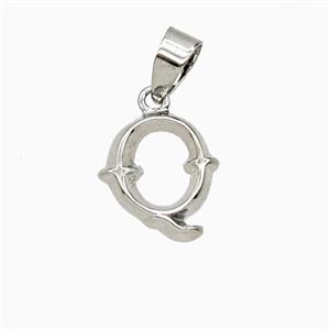 Copper Letter-Q Pendant Platinum Plated, approx 10-13mm [FD25948]
