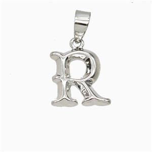 Copper Letter-R Pendant Platinum Plated, approx 10-13mm [FD25949]