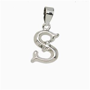 Copper Letter-S Pendant Platinum Plated, approx 10-13mm [FD25950]
