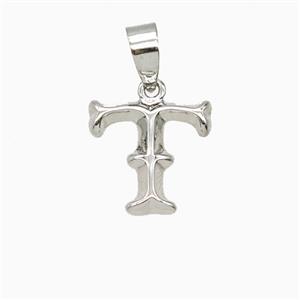 Copper Letter-T Pendant Platinum Plated, approx 10-13mm [FD25951]