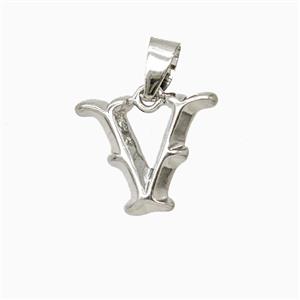 Copper Letter-V Pendant Platinum Plated, approx 10-13mm [FD25953]