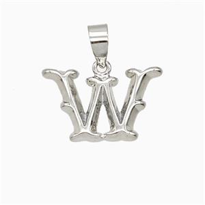Copper Letter-W Pendant Platinum Plated, approx 10-13mm [FD25954]