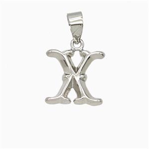 Copper Letter-X Pendant Platinum Plated, approx 10-13mm [FD25955]
