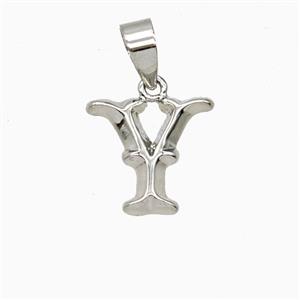Copper Letter-Y Pendant Platinum Plated, approx 10-13mm [FD25956]