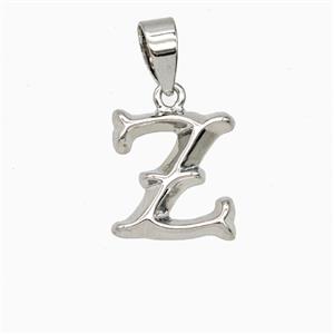 Copper Letter-Z Pendant Platinum Plated, approx 10-13mm [FD25957]